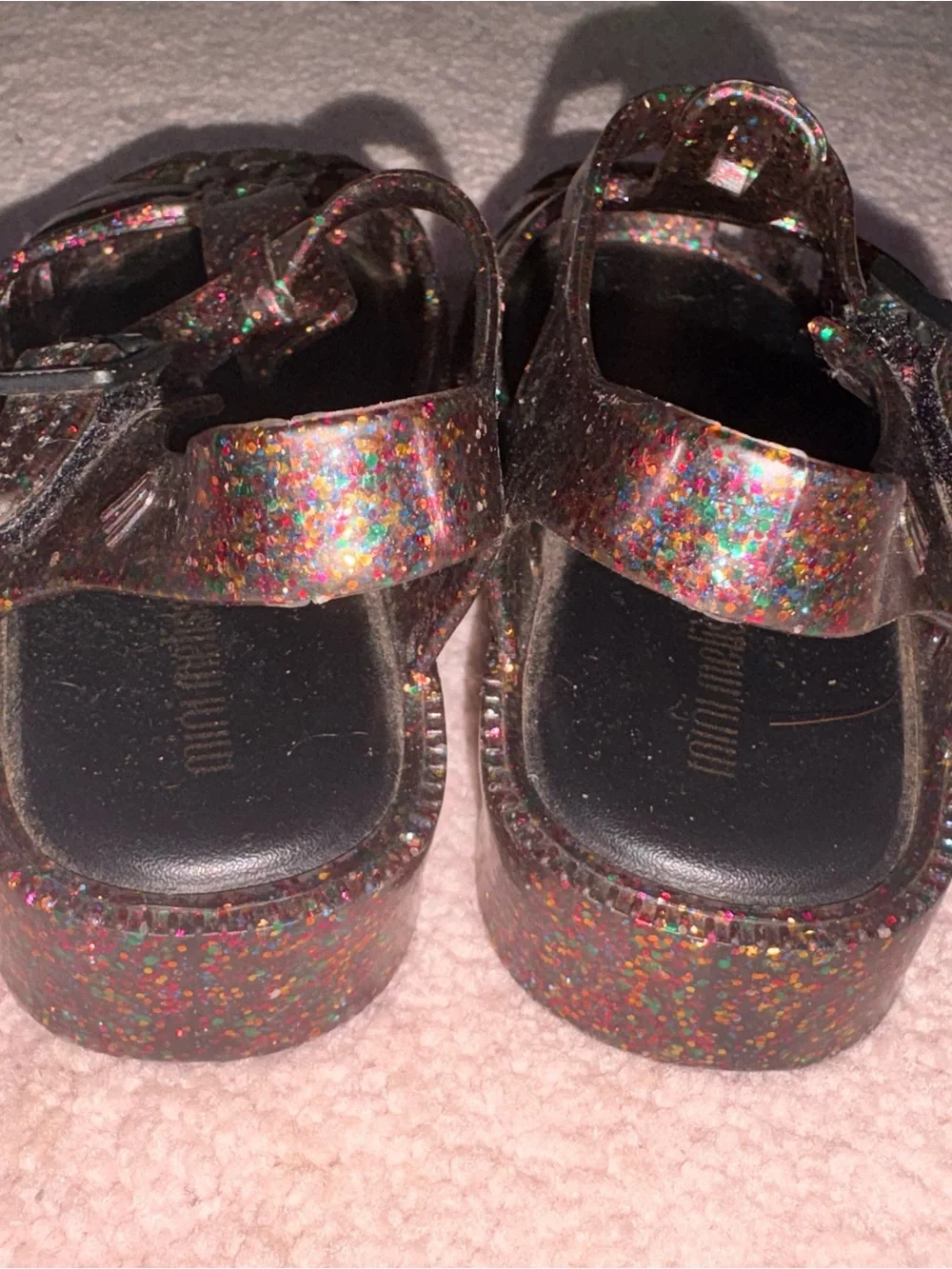 Mini Melissa Glitter Jelly Sandals - Black Multi Glitter